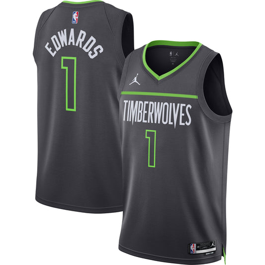 Anthony Edwards Minnesota Timberwolves Jordan Brand Unisex Swingman Jersey - Statement Edition - Charcoal