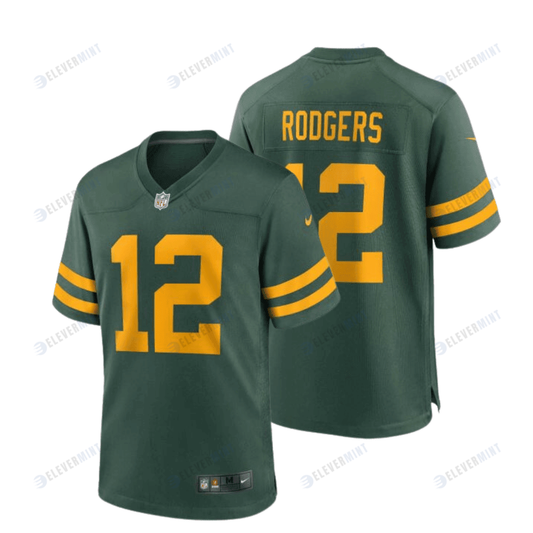 Aaron Rodgers 12 Green Bay Packers 50s Classic Men Game Jersey - Green & Gold