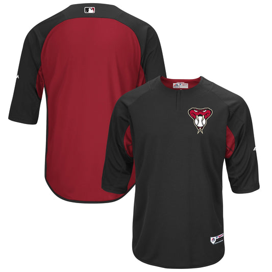 Arizona Diamondbacks Majestic Authentic Collection On-Field 3/4-Sleeve Batting Practice Jersey - Black/Sedona Red