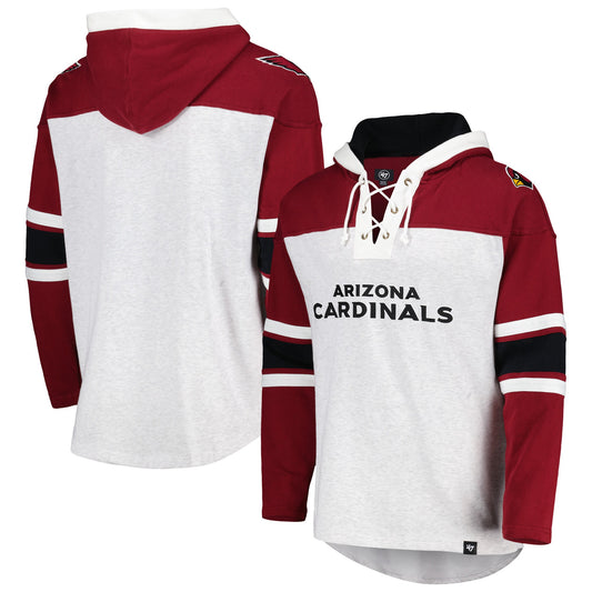 Arizona Cardinals '47 Gridiron Lace-Up Pullover Hoodie - Heather Gray